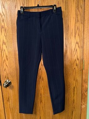Navy Pinstripe Tailored Dress Pants